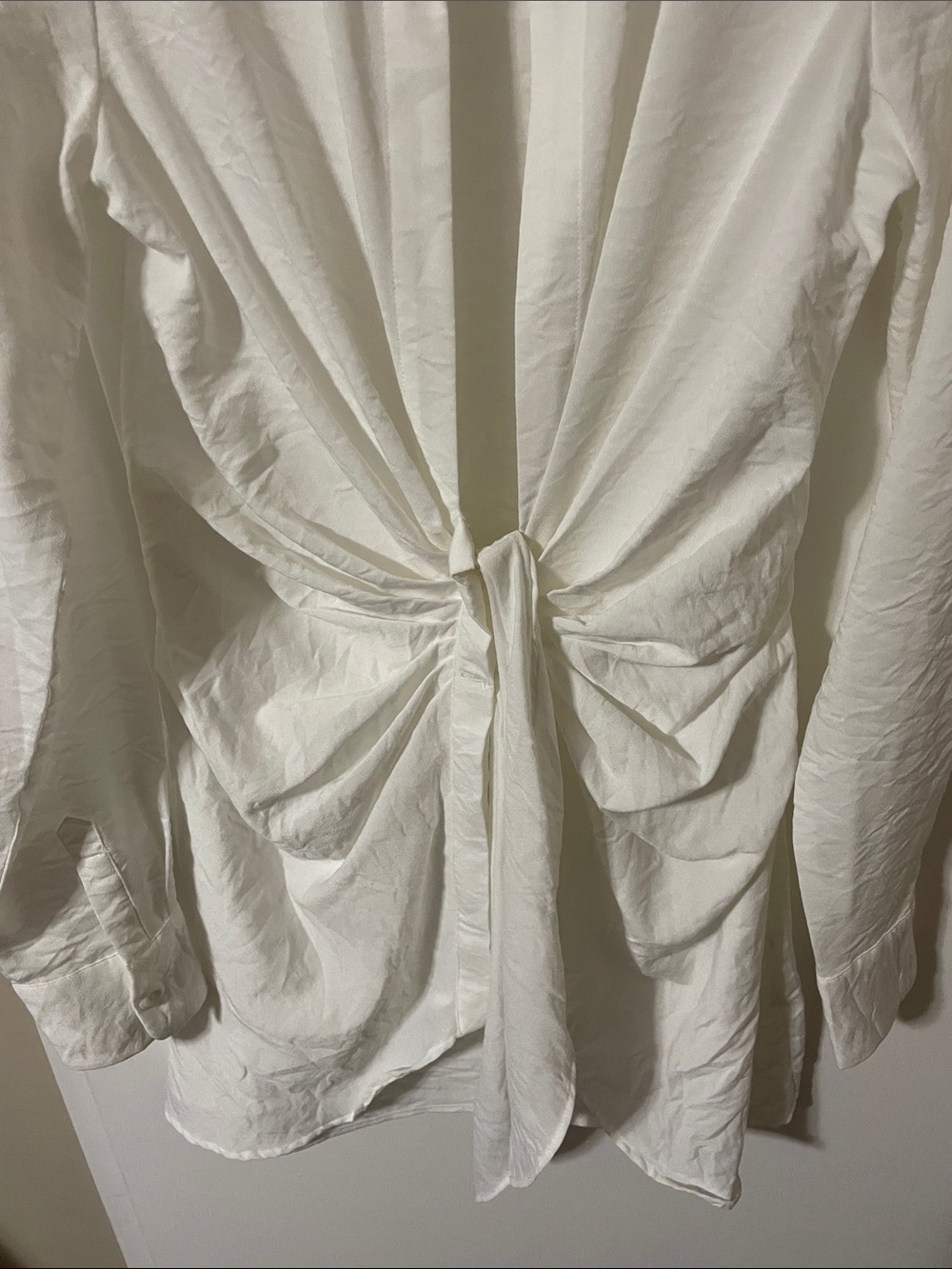 Choosy Cream Colour Long Sleeve Ruched Waistline Dress Size 4 - Picture 4 of 11